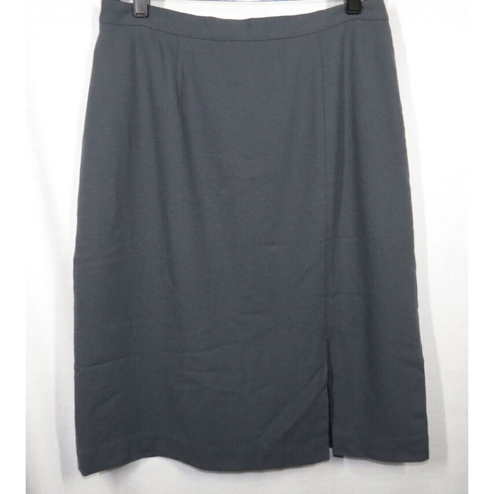 Kasper & Co ASL Women's Gray Wool Blend Front Slit Skirt Size 12